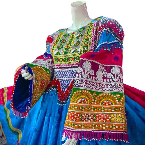Beautifully design Blue Color Afghan Gand Dress - Image 3
