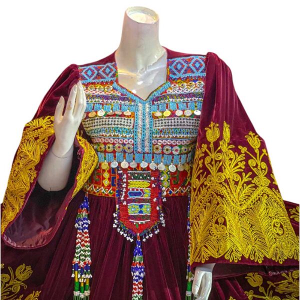Traditional Red Color Gand Afghan Warm Cherma and Vest