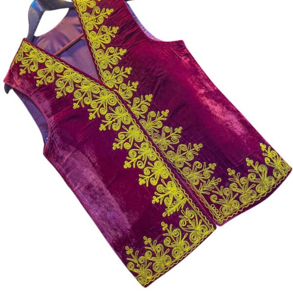 Traditional Red Color Gand Afghan Warm Cherma and Vest - Image 4