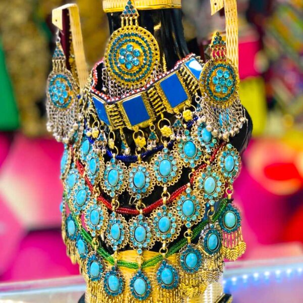 Large Light Blue Traditional Afghan Jewellery Set - Image 3