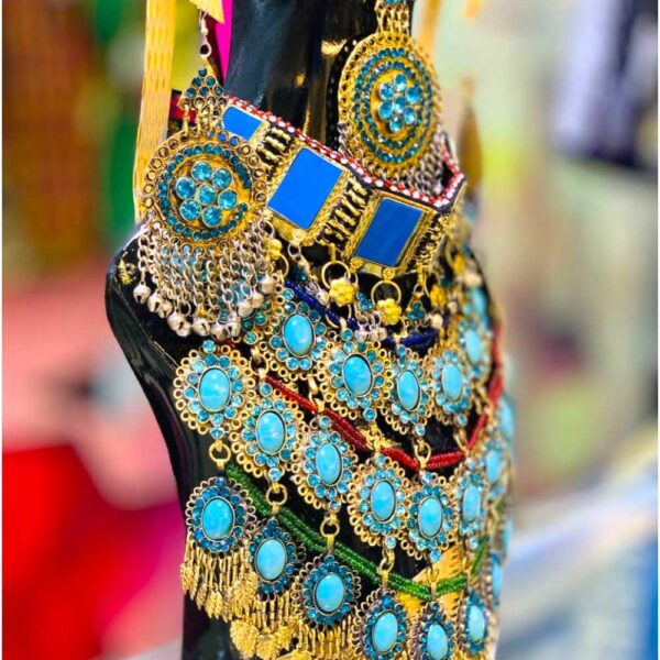 Large Light Blue Traditional Afghan Jewellery Set - Image 2