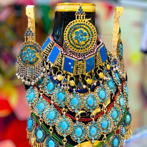 Large Light Blue Traditional Afghan Jewellery Set - Image 4
